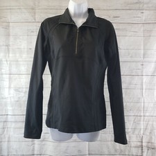 Spyder Women's 1/4 Zip Pullover Sz 10 Solid Black Rhinestones Long Sleeve