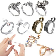 Knitting Crochet Rings Loop-1pc Shape Ring Finger Wear Thimble Yarn Guides Tool