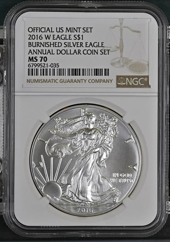 2016 W EAGLE S$1 BURNISHED SILVER EAGLE ANNUAL DOLLAR COIN SET NGC MS 70