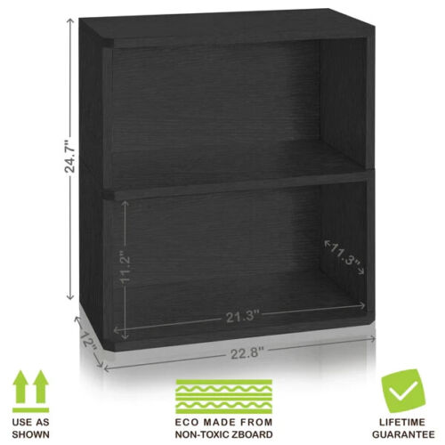 Way Basics Duo Rechteck 2-stufig Bücherregal Vitrine schwarz - UMWELTFREUNDLICH - Bild 2 von 13