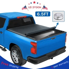 6.5FT Roll-Up Vinyl Tonneau Cover For 07-13 Silverado Sierra 1500 Soft Truck Bed