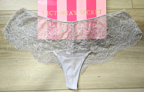 Victoria's Secret Dream Angels Silver Shimmer Lace Wide Side Thong Panties S