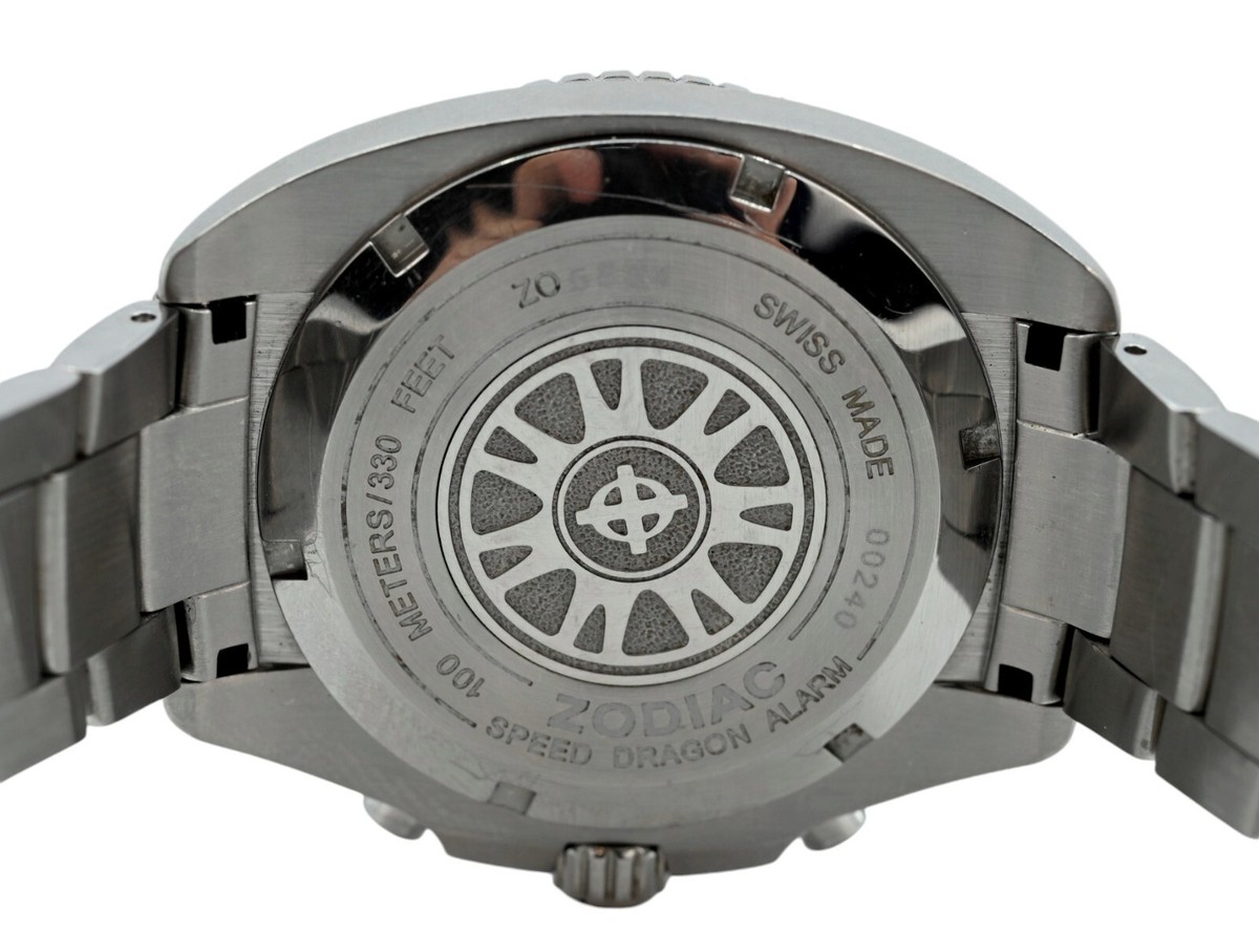 Men's 44mm Zodiac Speed Dragon Alarm Swiss Quartz Chrono Watch