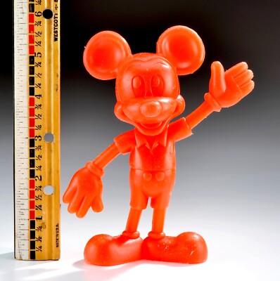 Vintage 1971 Mickey Mouse LOUIS MARX & CO Walt Disney RED Plastic Figure. USA #2