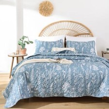 Quilts Size Bed Spread Botanical 3 Pieces Quilts Size Sets Queen Mineral Blue