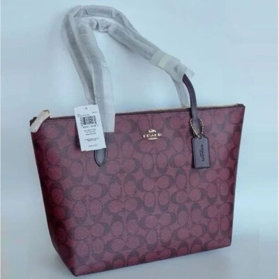 NWT - COACH Zip Top Tote In Signature Canvas - 4455 Oxblood NWT - COACH Zip Top Tote In Signature Canvas - 4455 Oxblood