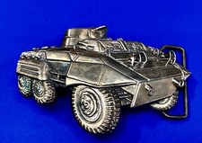 Military Armored Tank Weapon Vehicle Vintage 1979 Solid Brass Baron Belt Buckle
