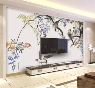 3D Tree Branch Leaves Bird 43231NA Wallpaper Wall Murals Removable Wallpaper Fay