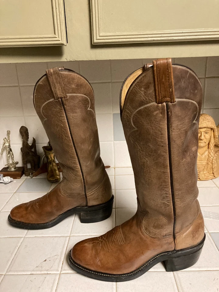 DISTRESSED BROWN MADE IN USA  TONY LAMA WESTERN ENGIINEER TRUCKER BOOTS SIZE 7 D - Image 2 of 4