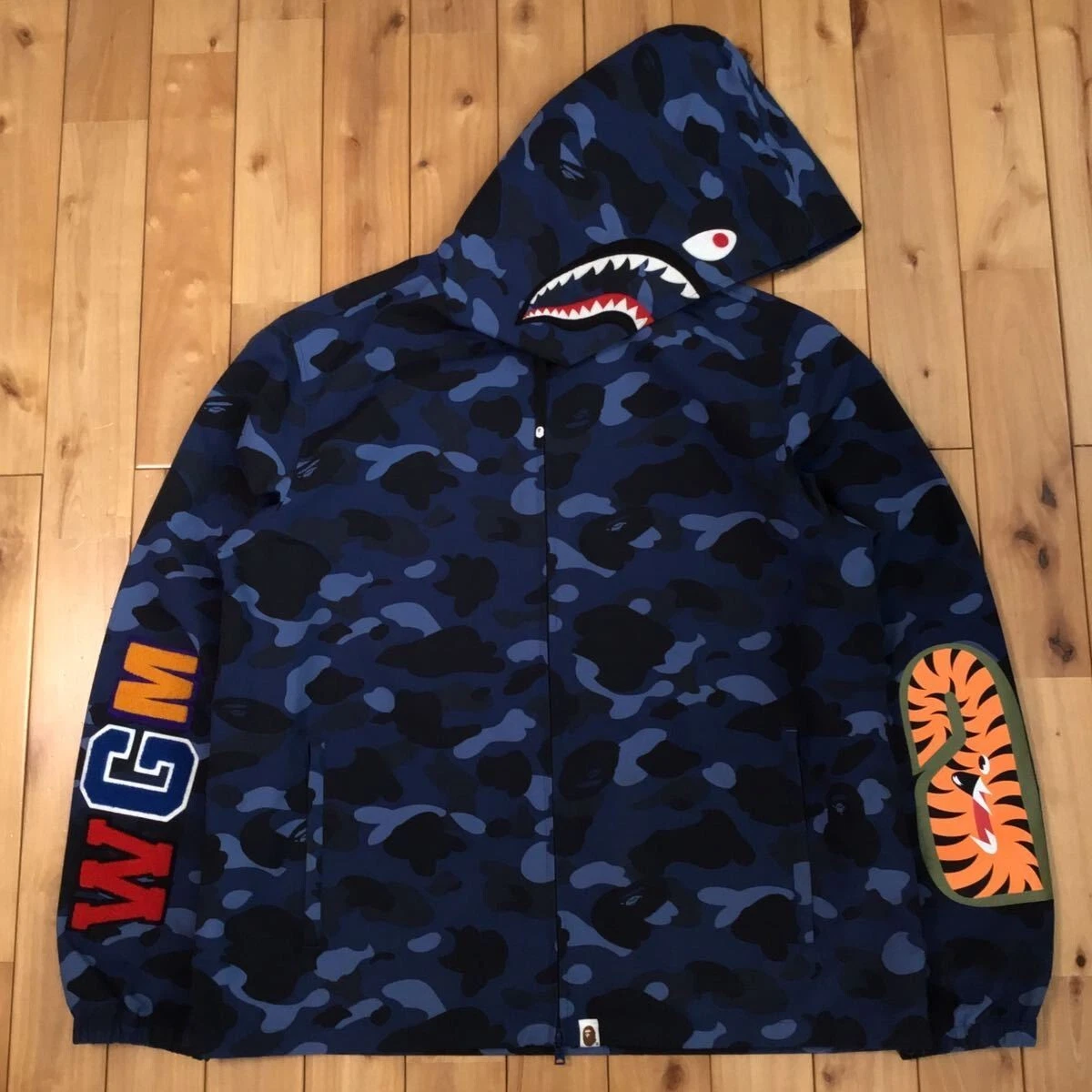 2XL BAPE Blue camo shark zip hoodie jacket A Bathing Ape Size XXL