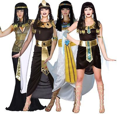 Ladies Blue Cleopatra Egyptian Queen Historical Fancy Dress Costume Outfit 10-18