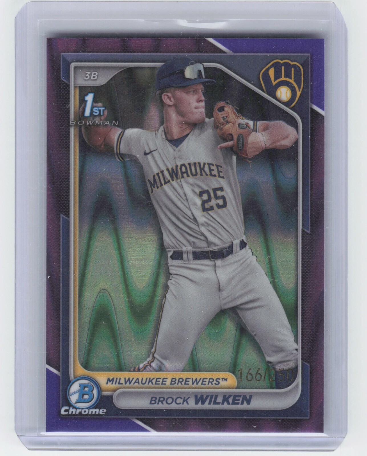 2024 Bowman Chrome Brock Wilken BCP-86 1st Purple Raywave Refractor /250