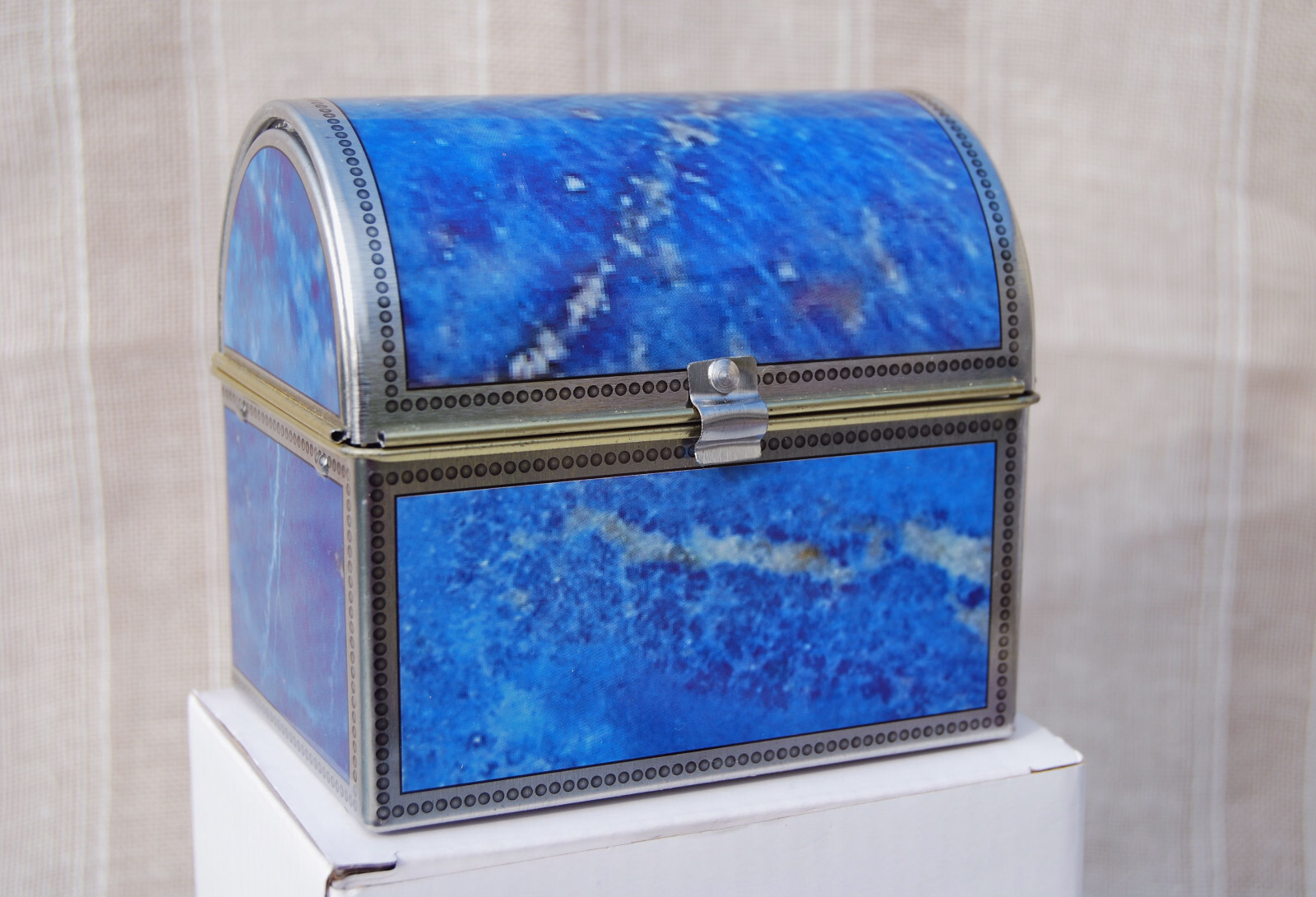 Coffret métal lapis-lazuli dessin : lot de 12 boîtes pour matériel de beaux-arts