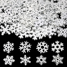 100PCS Christmas Snowflakes Wood Slices Snowflake Wooden Embellishments Ornament