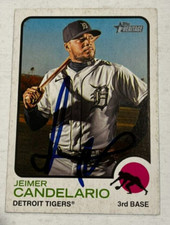 JEIMER CANDELARIO SIGNED 2022 TOPPS HERITAGE BASEBALL CARD AUTO