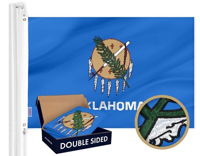 NEW G128 Oklahoma Flag 3x5 FT, State Double Sided Embroidered Polyester