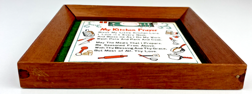 Vintage Kitchen Prayer Tile Wall Plaque Wall Art Frame Japan 1970s 6" Square - Picture 2 of 9