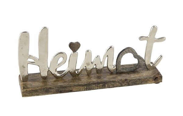 Dekorativer Schriftzug Heimat Aus Mangoholz Und Aluminium-image