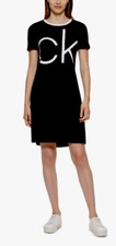 Calvin Klein short sleeve graphic logo CK t-shirt Dress Black M $49