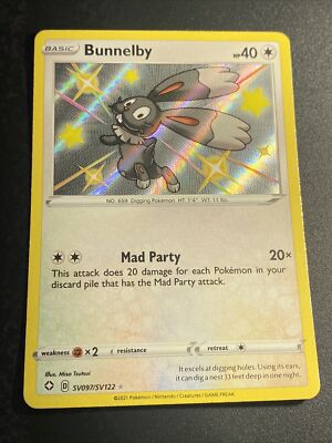 shiny bunnelby pokemon card Bunnelby SV097/SV122 Shining Fates Set Shiny Holo Pokemon Card Near Mi