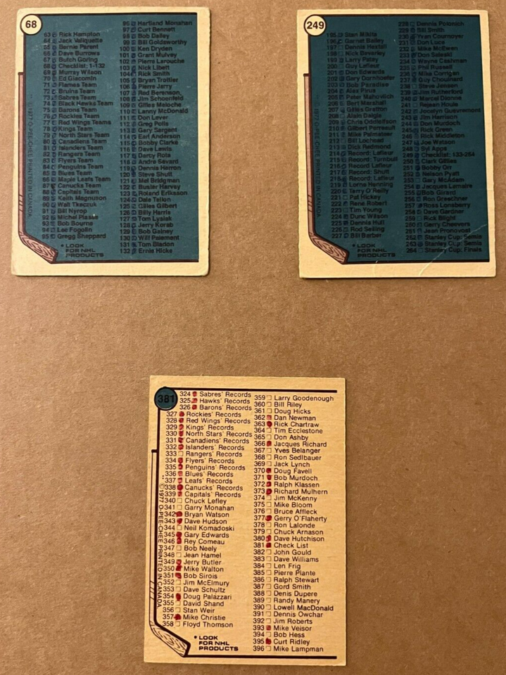 197778 Topps 3 Checklists 68 249 & 381 Marked & Written On LOL! eBay