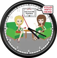 Personalized Name Psychiatrist Counselor Psychologist Female Sign Wall Clock