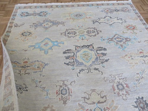 5'9 x 6'1 Square Hand Knotted Gray Modern Oushak Oriental Rug G15257 - Picture 10 of 11