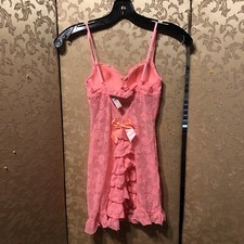 24 HR SALE! Victoria's Secret Y2K Neon Pink Lace Ruffle Bow Nightgown Size 32A