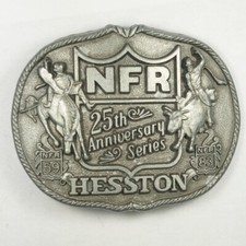 New Western Cowboy Bull Rider 1983 Hesston National Finals Rodeo NFR Belt Buckle
