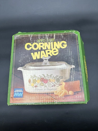 NIOB Vintage Corning Ware Spice O' Life 3 Qt Covered Casserole Dish Core A-3-8