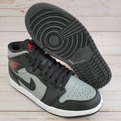 Nike Air Jordan 1 Mid Shadow Red Black Grey 554724-096 Mens Size