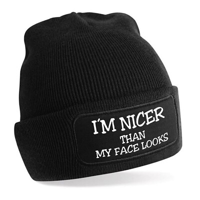 Beanie Mütze mit Spruch | Nicer than my Face looks | Farbwahl | Unisex Onesize