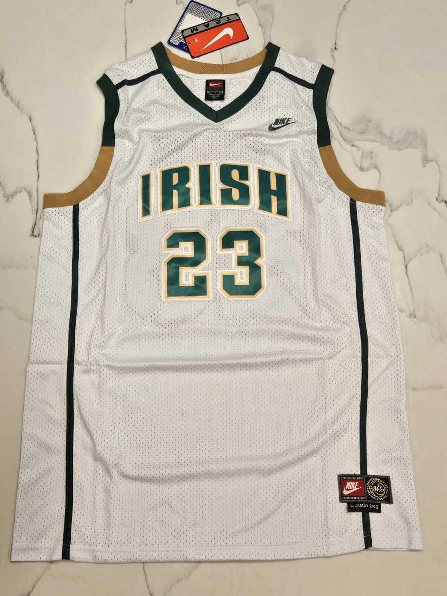 Nike IRISH 23 JAMES バスケットボールユニフォーム LeBron James #23 White St Vincent St Mary Irish High School Stitch