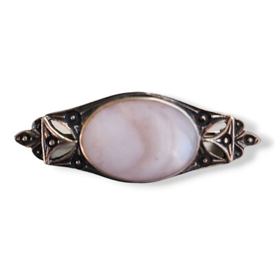 Vintage Pretty Sterling Silver 925 Pink Mother of Pearl Brooch Pin