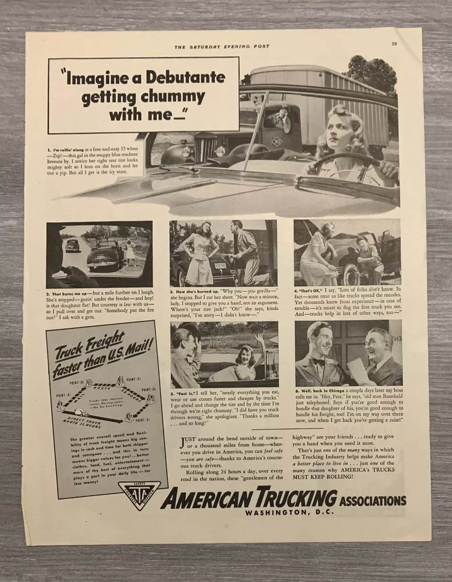 1941 AMERICAN TRUCKING ASSOCIATION 10.5x13.5 Automotive PRINT AD Faster US  Mail