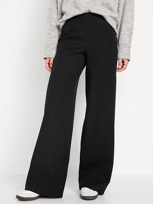 Old Navy Pixie Wide Leg Dress Pants Womens M Petite Black Pull On Stretch  NEW