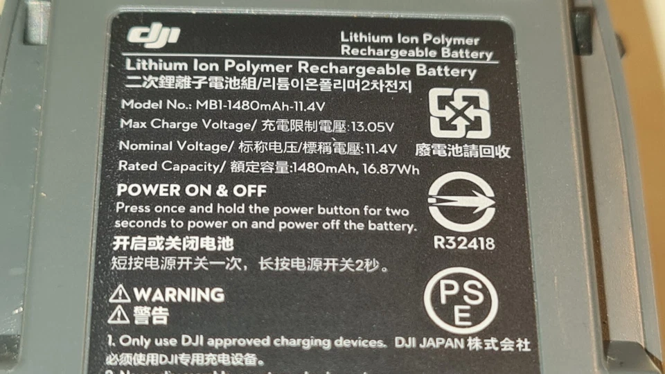 DJi Spark Genuine Lithium ion Polymer 3s Battery 30 Charge MB1-1480MaH 13.5V - Image 3 of 4