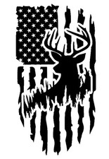 Vinyl Decal Car Truck Sticker Wall Hunting Fishing Usa - Deer Hunter Flag