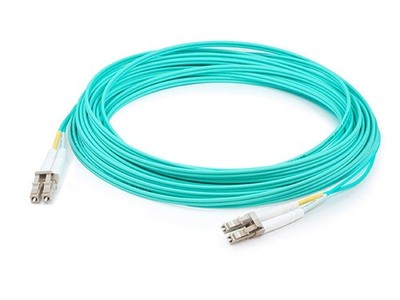 AddOn 0.5m LC to LC Aqua OM4 Duplex OFNR [Riser-Rated] Fiber Patch Cable