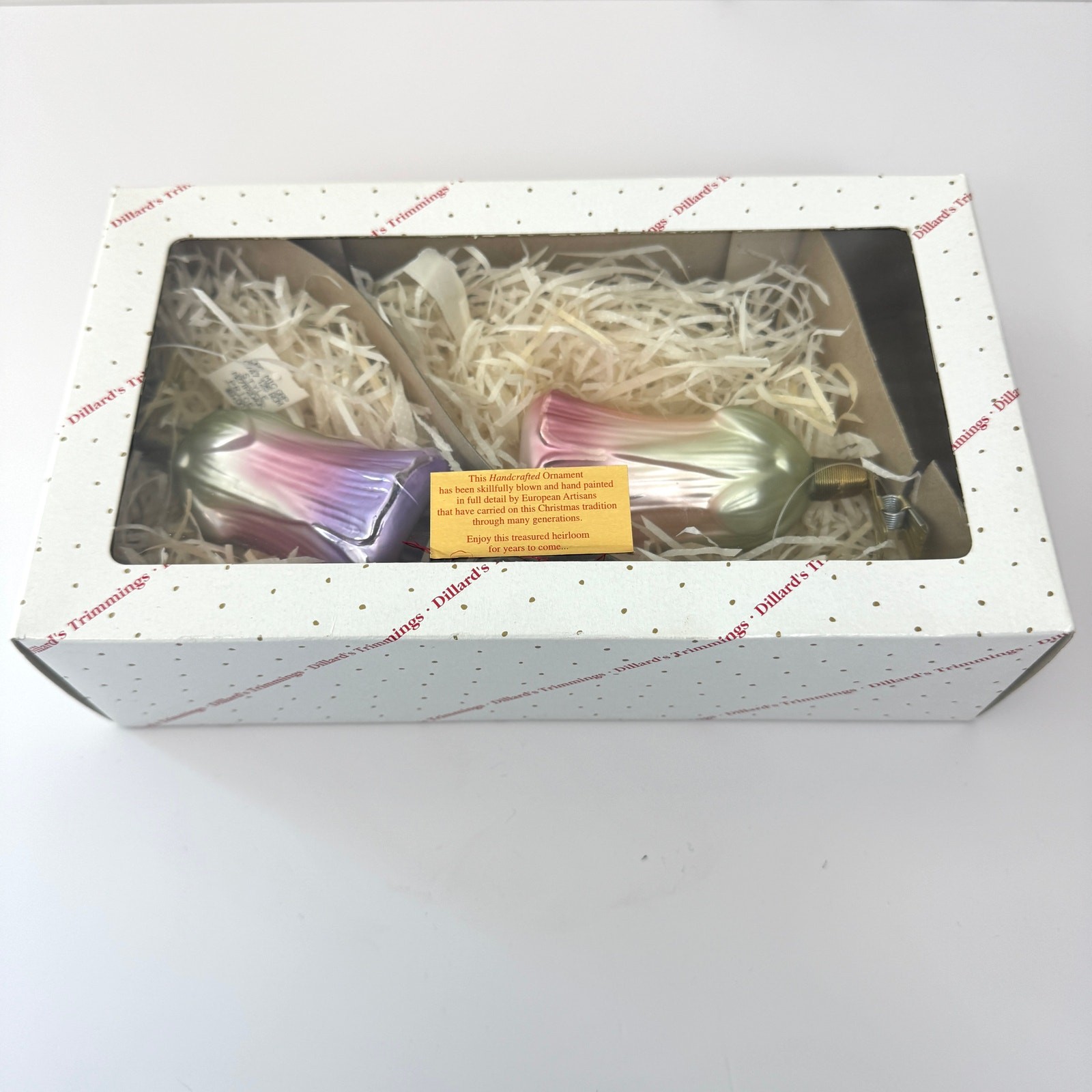 Vintage Floral Christmas Ornaments Handcrafted Holiday Set of Two by Dillard's Trimmings