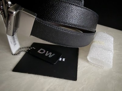 NWT COACH MEN'S REVERSIBLE CUT TO SIZE BLACK LEATHER BELT/DARK