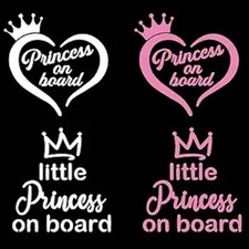 On Board Decal 4 ack: Tiara Crown Little Princess Decals for Car Vehicle Truck