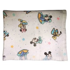 Dundee Baby Mickey Mouse Pastel Flannel Blanket Nylon White Minnie Pluto Stars