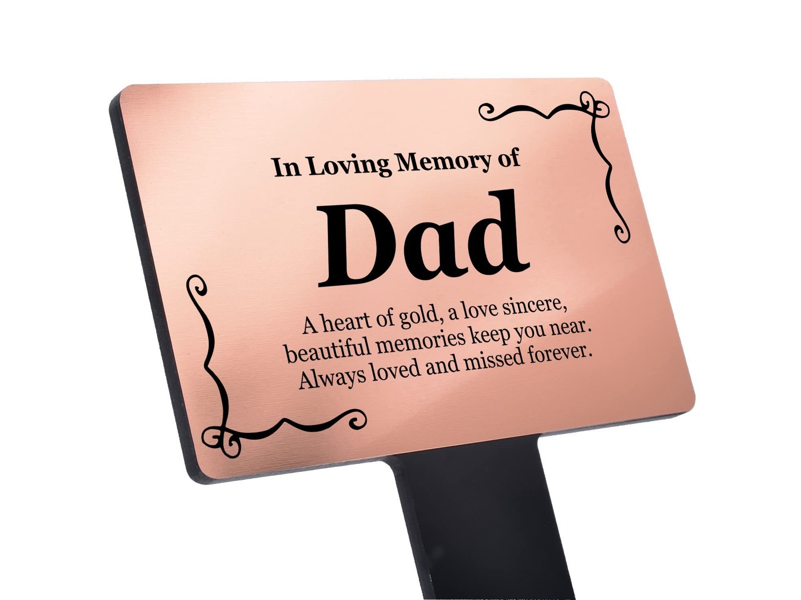 Black & Copper ""Dad"" Memorial Plaque – Weather-Resistant Tribute with Poem