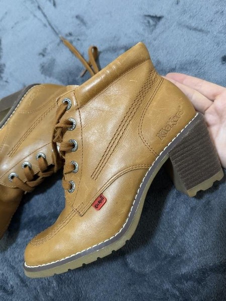 Women Kickers Boots Brown Leather 35.5
