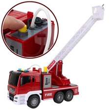 XL Feuerwehr Drehleiter LKW mit Wasser Licht & Sound Blaulicht Sirene 25cm
