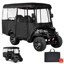 Golf Cart Cover, Full-Enclosure 420D Waterproof, 2 2/4 Passenger Club Car, Black