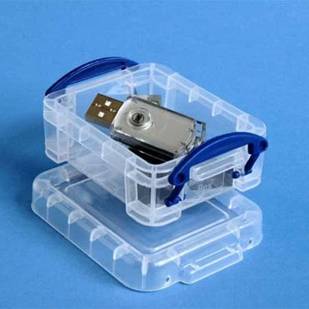 0.07 REALLY USEFUL BOX - Small clear Storage Box with locking lid