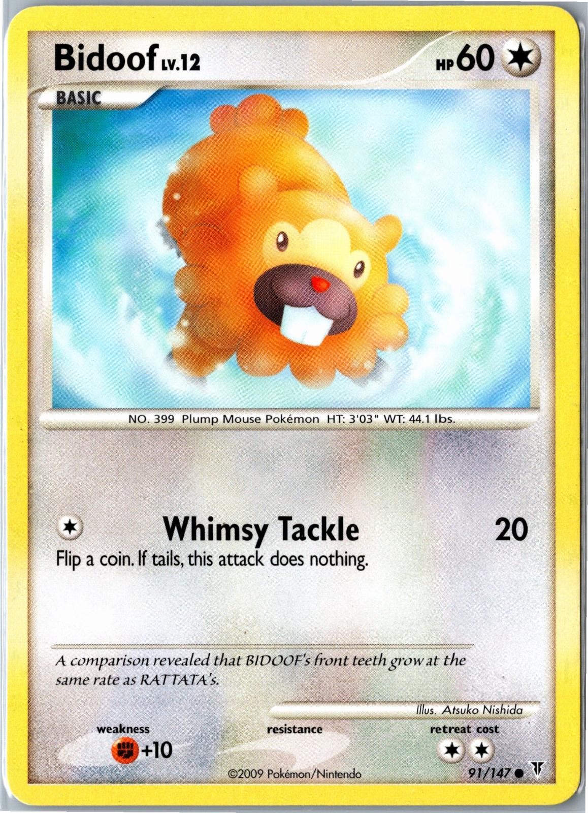 Pokemon Card - Bidoof 91/147 Supreme Victors Common Moderately Played