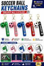 Soccer Ball Keychain for Girls, 5 Colors, Durable Plastic Metal, 5pcs
